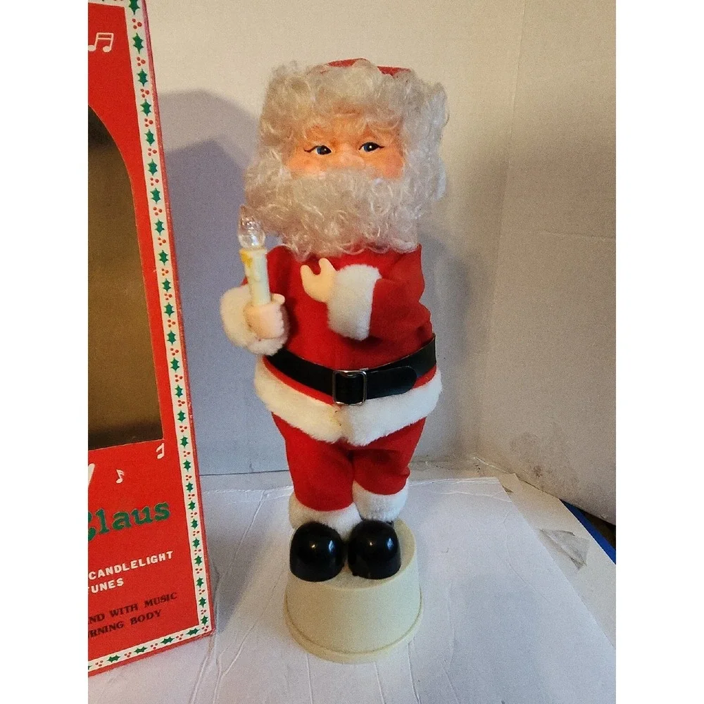 Vintage Battery Operated Happy Christmas‎ Santa Claus Lighted Motion Musical 15